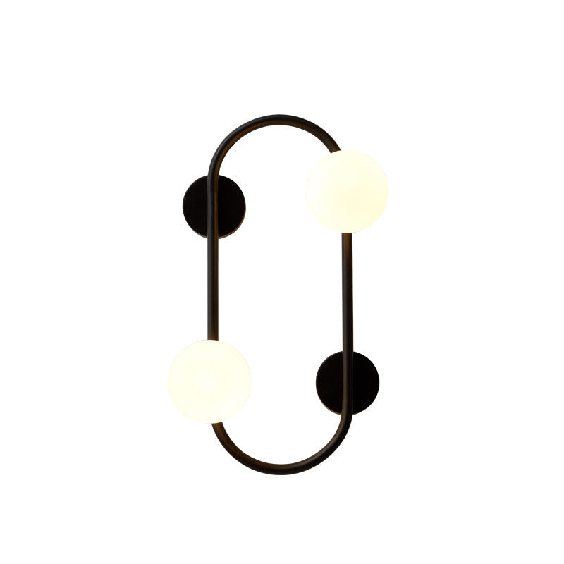 Nordic Iron Glass Ball Oval Ring 2-Light Wall Sconce Lamp