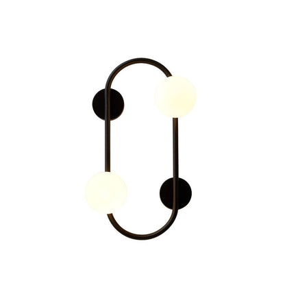 Nordic Iron Glass Ball Oval Ring 2-Light Wall Sconce Lamp