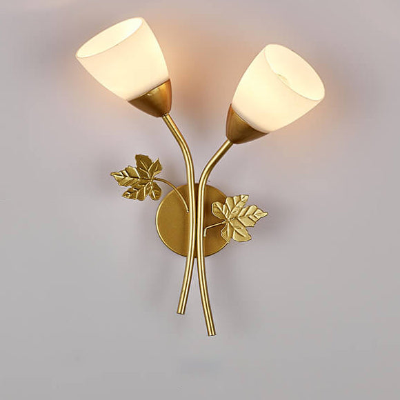 Scandinavian Floral Iron Glass 1/2 Light Wall Sconce Lamp