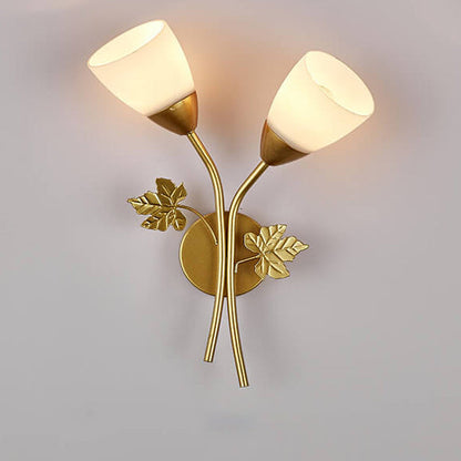 Scandinavian Floral Iron Glass 1/2 Light Wall Sconce Lamp