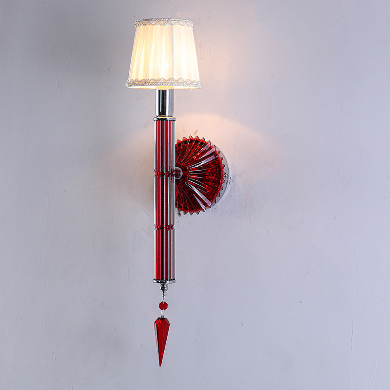 European Light Crystal Fabric 1-Light Wall Sconce Lamp