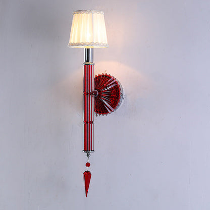 European Light Crystal Fabric 1-Light Wall Sconce Lamp