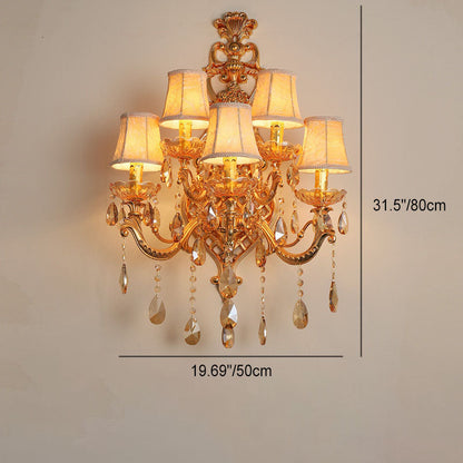 Gold Glass Crystal Hardware 5-Light Wall Sconce Lamp