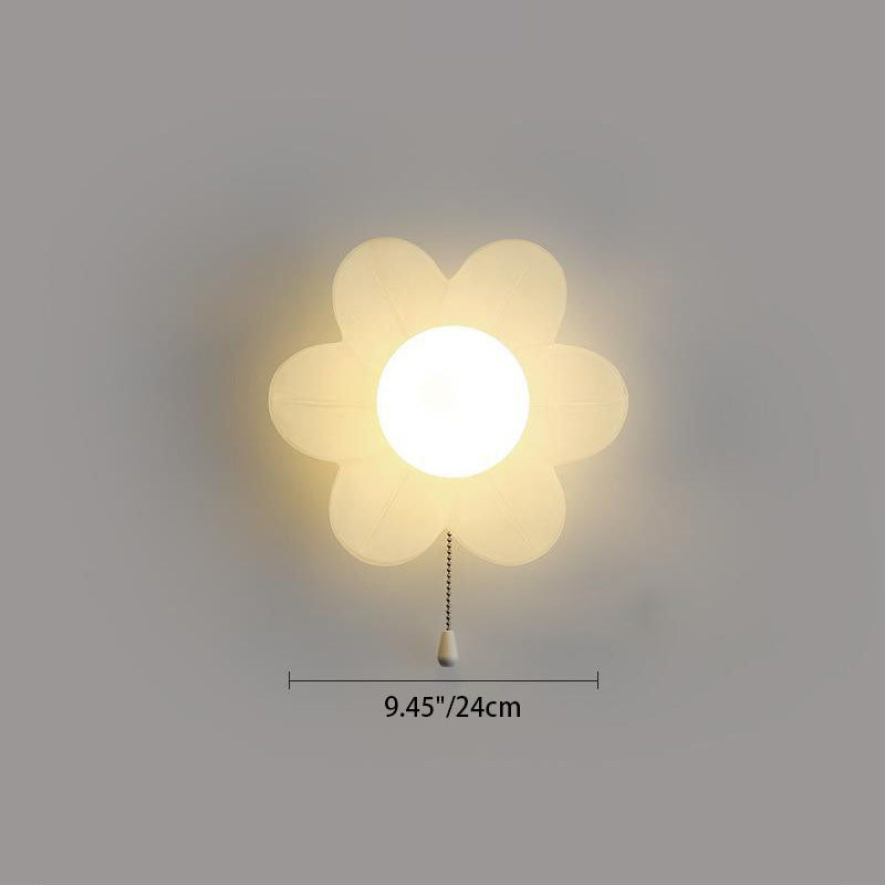 Modern Minimalist Cream Flower Resin LED Wall Sconce Lamp
