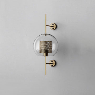 Iron Frame Spherical Glass Shade 1-Light Wall Sconce Lamp