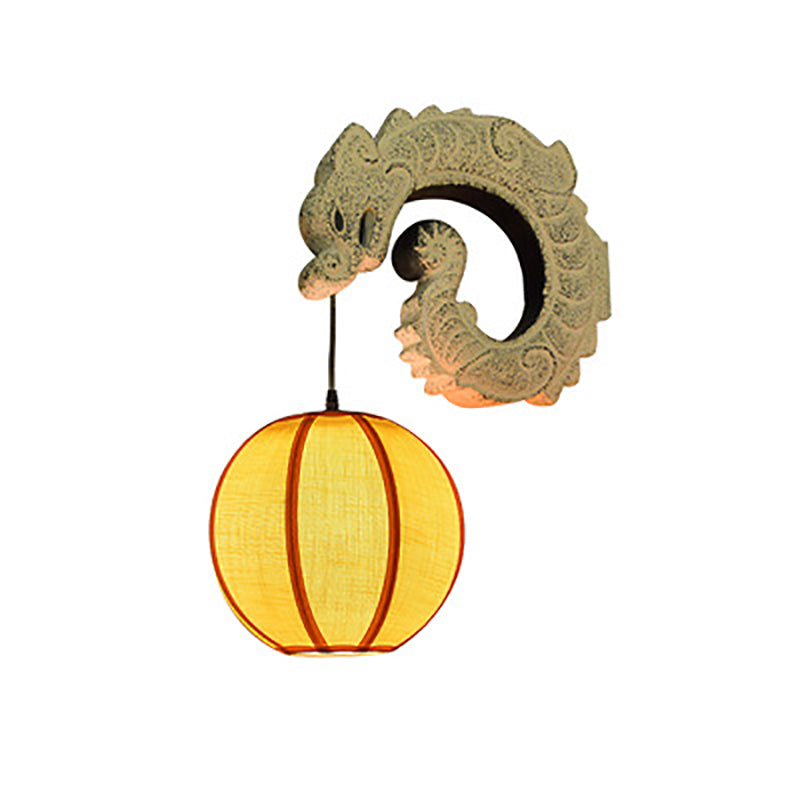 Chinese Flying Dragon Design 1-Light Wall Sconce Lamp