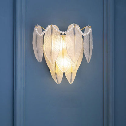 Creative Feather Iron Glass 1-Light Wall Sconce Lamp