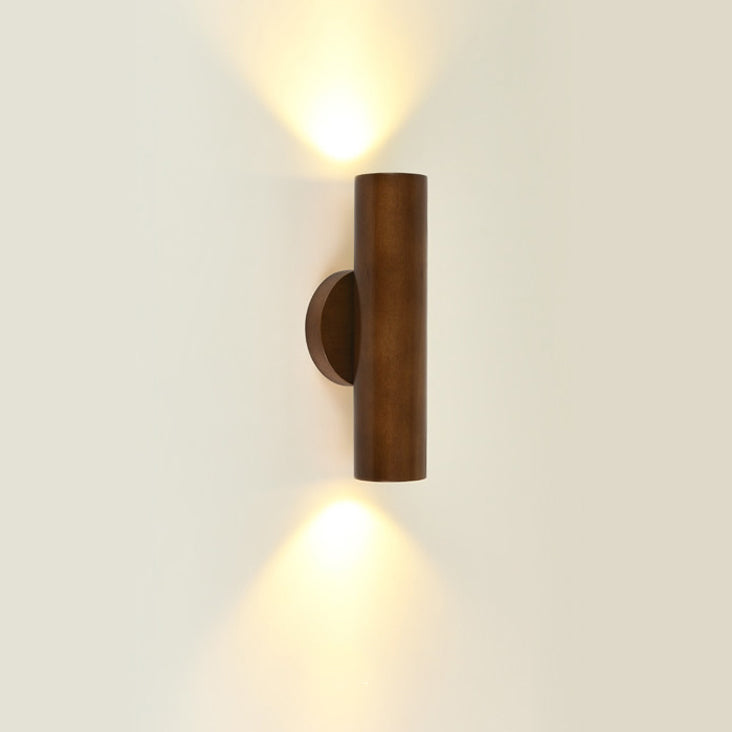 Japanese Rubber Wood Cylinder LED Wall Sconce Lamp