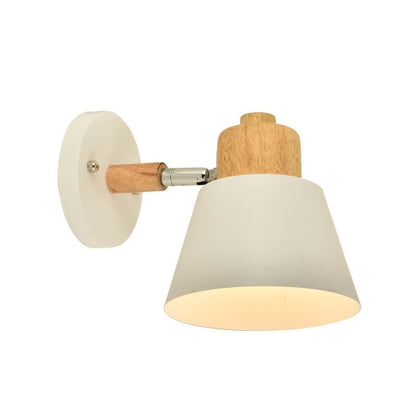 Macaron Dome Cone Shade Wood Top 1-Light Wall Sconce Lamp
