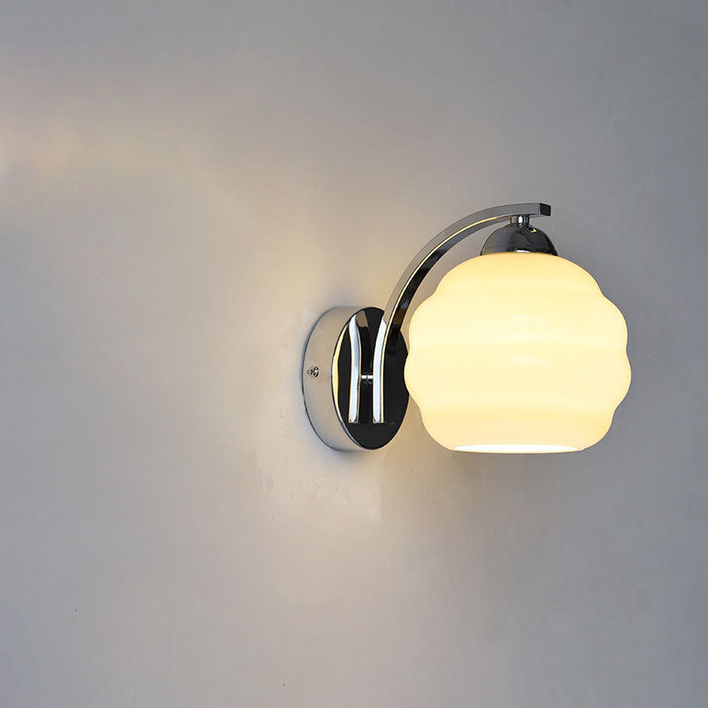 Simplicity Iron Glass Round Ball 1-Light Wall Sconce Lamp
