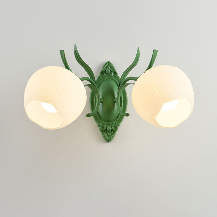 Nordic Floral Glass Round 1/2 Light Wall Sconce Lamp