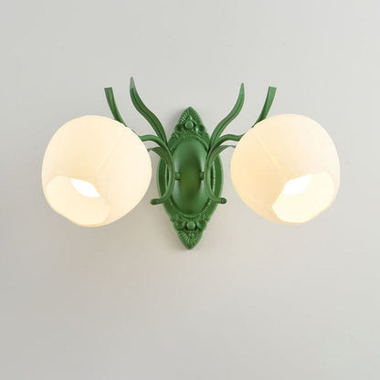 Nordic Floral Glass Round 1/2 Light Wall Sconce Lamp