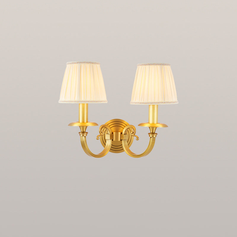 Full Frame Pleated Fabric Shade 1/2-Light Wall Sconce Lamp