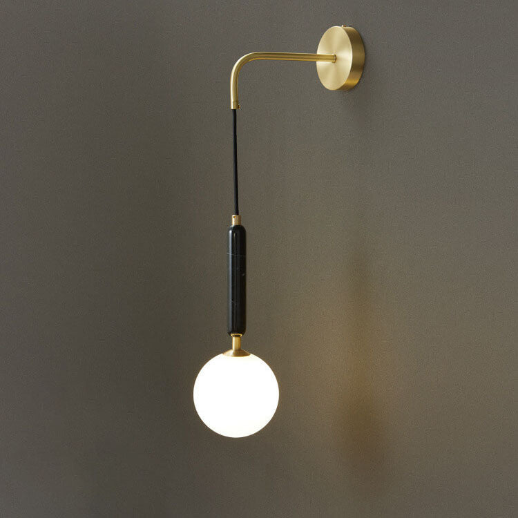 Ball Shade Marble Arm Hanging 1-Light Wall Sconce Lamp
