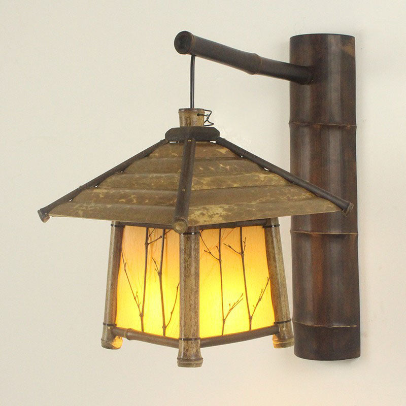 Traditional Rustic Cottage Bamboo 1-Light Wall Sconce Lamp