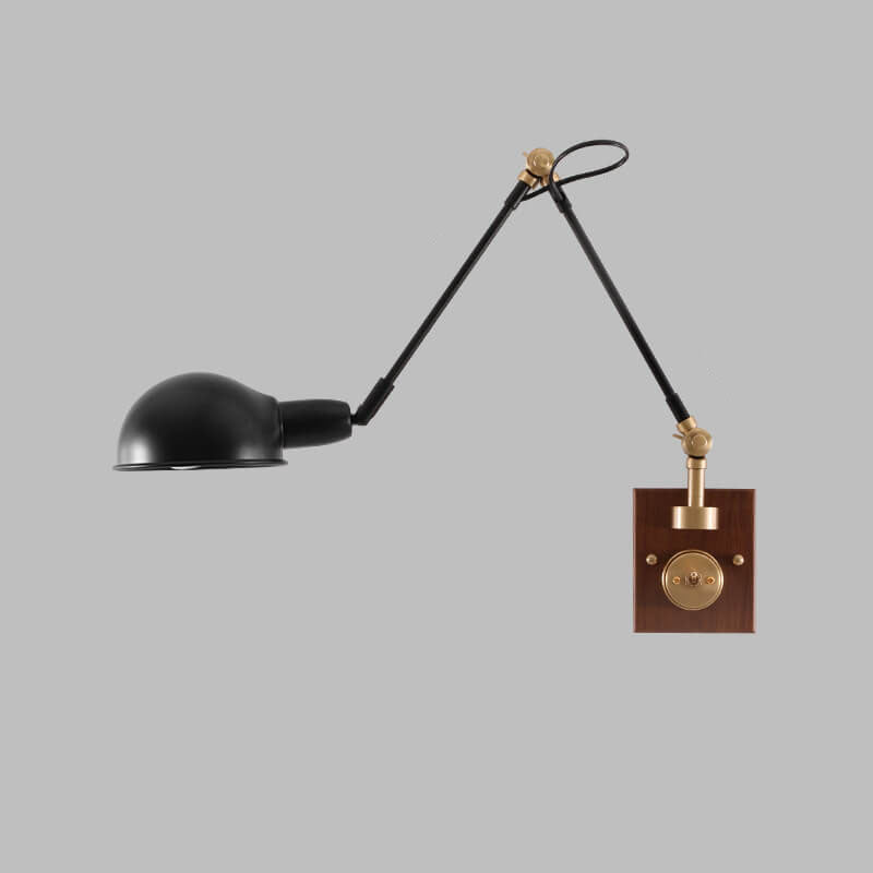 Japanese Iron Shade Rotating 1-Light Wall Sconce Lamp