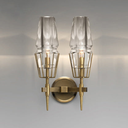 Retro Iron Glass Cylinder 1/2 Light Wall Sconce Lamp