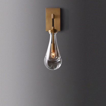 Teardrop Full Copper Crystal 1-Light Wall Sconce Lamp