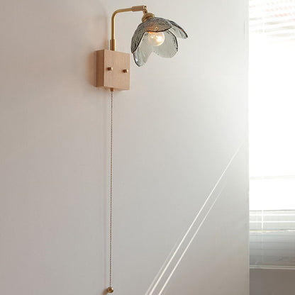 Japanese Hemispheric Pull Cord 1-Light Wall Sconce Lamp