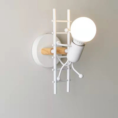 Little People Climbing Stairs Iron 1-Light Wall Sconce Lamp