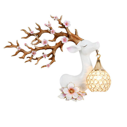 Resin Antler Crystal Ball Shade 1-Light Wall Sconce Lamp