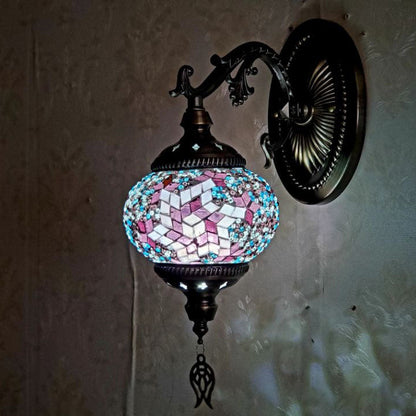 European Exotic Cracked Glass 1-Light Wall Sconce Lamp