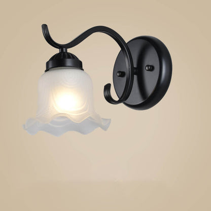 Retro Rustic Iron Glass 1-Light Wall Sconce Lamp