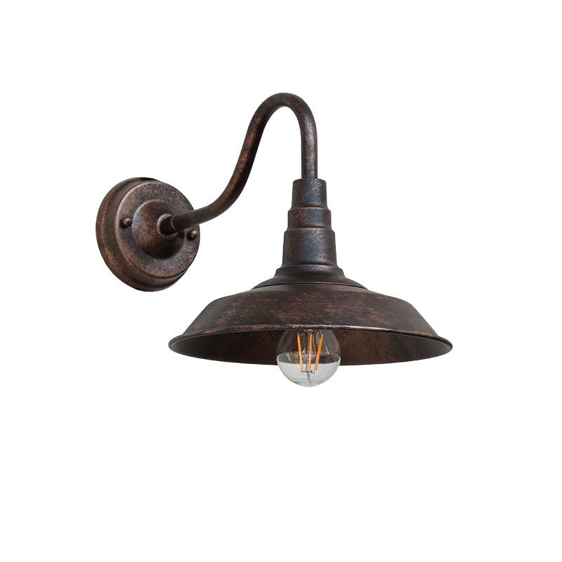 Traditional Iron Round Shade 1-Light Wall Sconce Lamp
