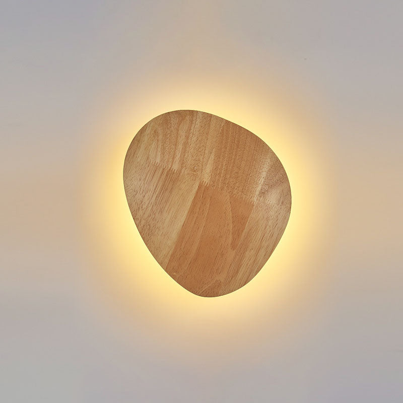 Minimalist Round Irregular Oval Wood LED Wall Sconce Lamp