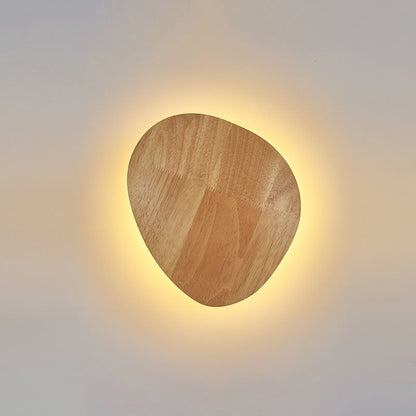 Minimalist Round Irregular Oval Wood LED Wall Sconce Lamp