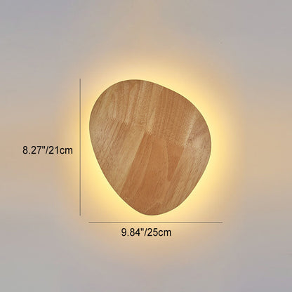 Minimalist Round Irregular Oval Wood LED Wall Sconce Lamp
