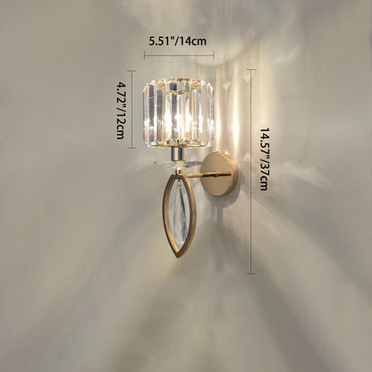 Metal Steel Crystal Ball Cylinder 1-Light Wall Sconce Lamp