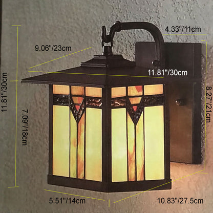 Tiffany House Iron Stained Glass 1-Light Wall Sconce Lamp