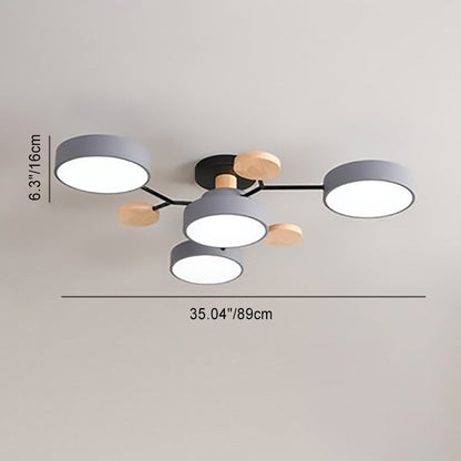 Scandinavian Round Molecule Branch Semi-Flush Light