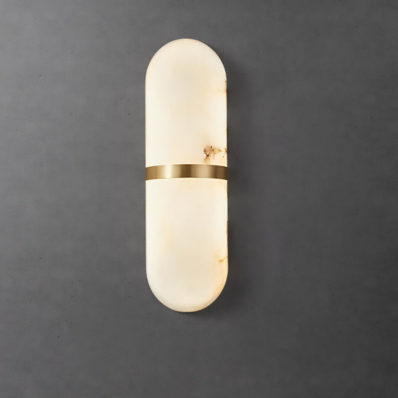Chinese Marble Copper Cylinder LED Wall Sconce Lamp