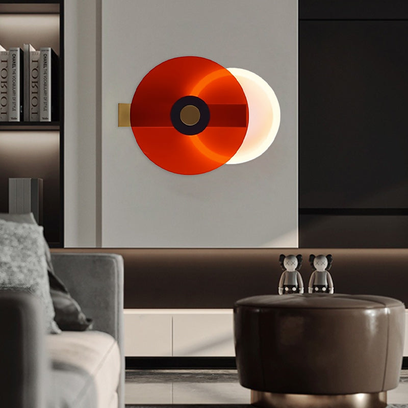 Creative Iron Acrylic Round Disc LED Wall Sconce Lamp