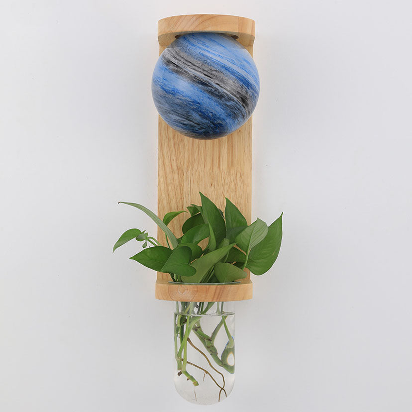 Glass Wood Planet Log Base Plant 1-Light Wall Sconce Lamp