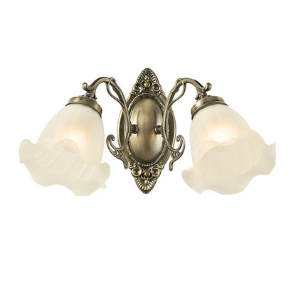 European Iron Glass Flower 2-Light Wall Sconce Lamp