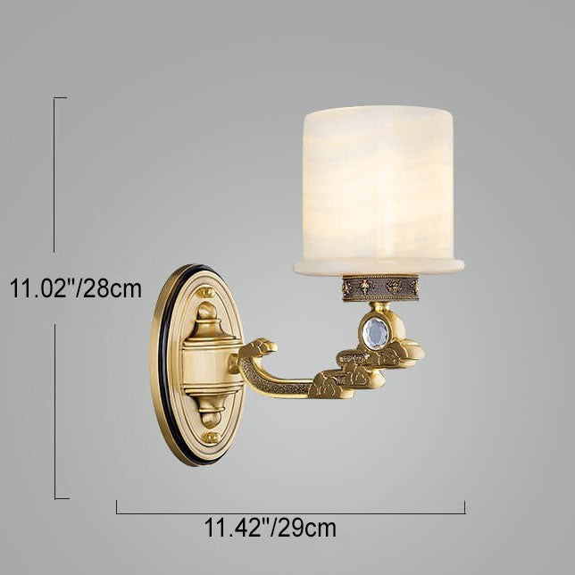 European Light Copper Jade 1/2-Light Wall Sconce Lamp
