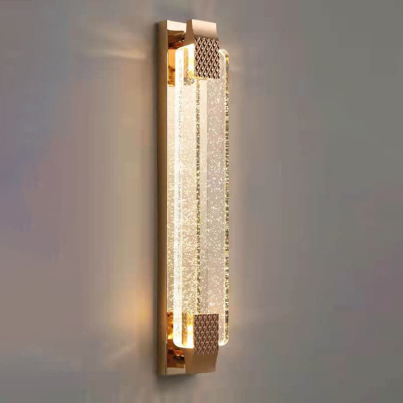 Light Gold Bubble Crystal Rectangular LED Wall Sconce Lamp
