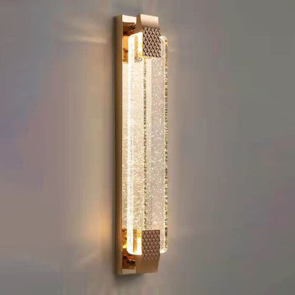 Light Gold Bubble Crystal Rectangular LED Wall Sconce Lamp