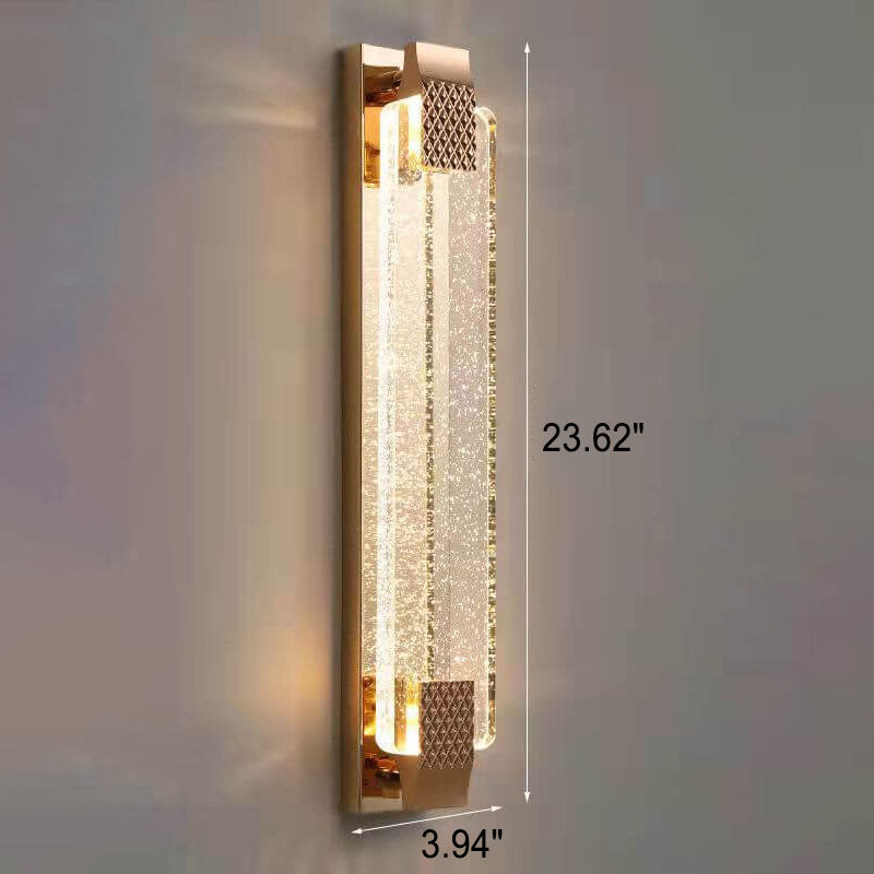 Light Gold Bubble Crystal Rectangular LED Wall Sconce Lamp