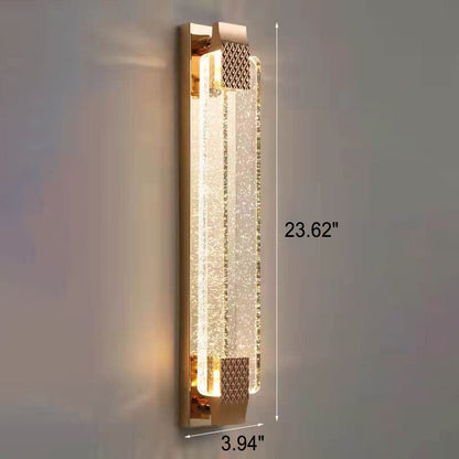 Light Gold Bubble Crystal Rectangular LED Wall Sconce Lamp