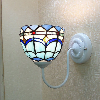 Tiffany Resin Glass Flower Shape 1-Light Wall Sconce Lamp