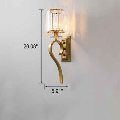 European Light Hardware Glass 1-Light Wall Sconce Lamp