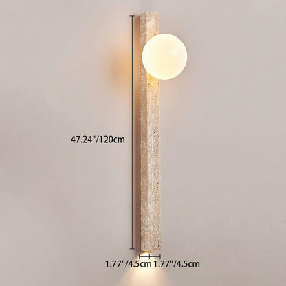 Traditional Japanese Long Strip Yellow Travertine 2-Lights For Hallway