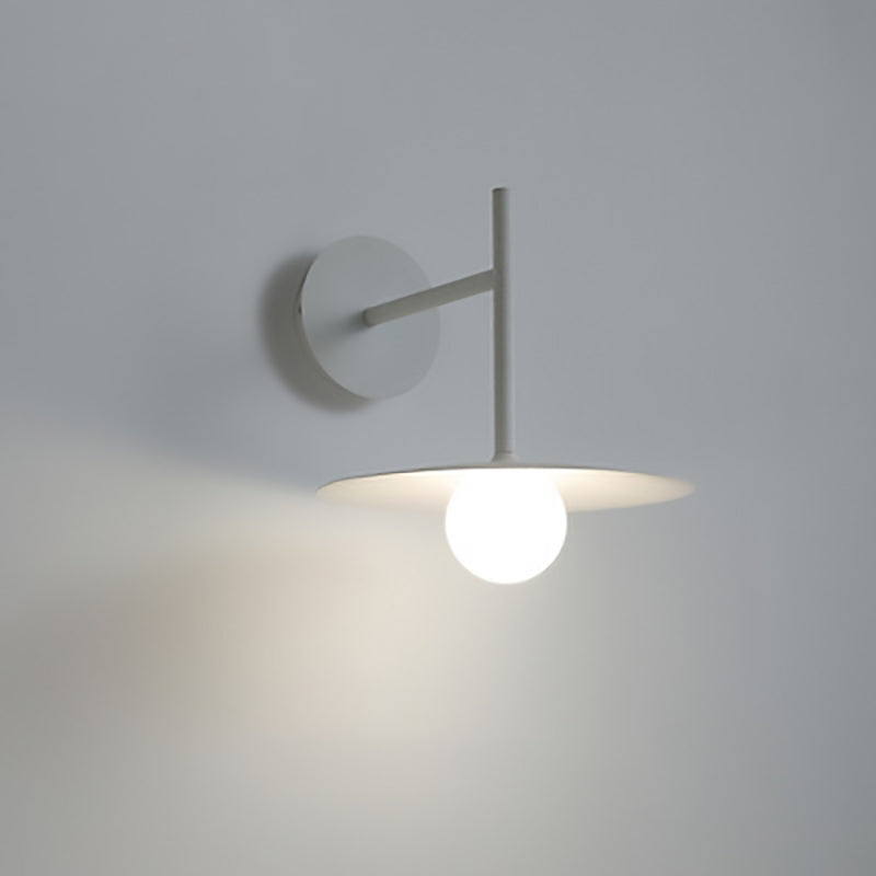 Iron Glass Disc Round Plate 1-Light Wall Sconce Lamp
