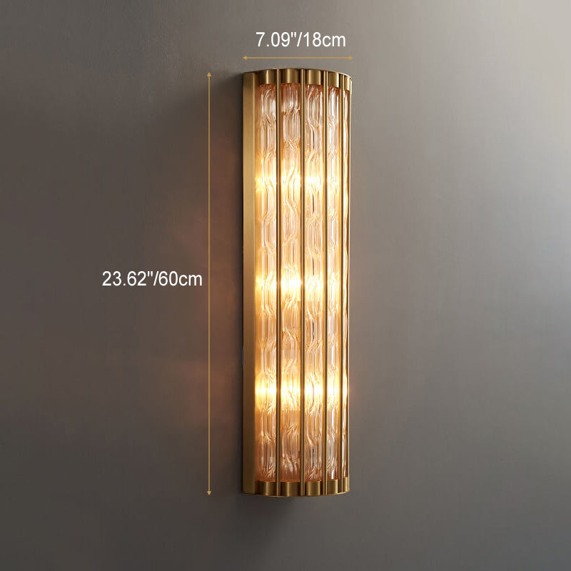 Rectangular Copper Glass 2/3 Light Wall Sconce Lamp