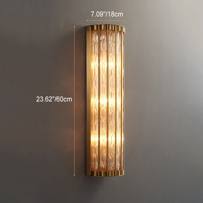 Rectangular Copper Glass 2/3 Light Wall Sconce Lamp