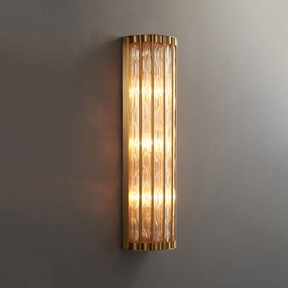 Rectangular Copper Glass 2/3 Light Wall Sconce Lamp